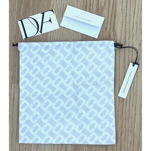 New Diane Von Furstenberg DVF White Grey Jewelry Dust Bag Pouch 7.5x8 w/Card